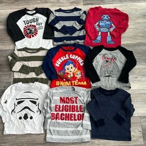 Bundle lot of 9 boys long sleeve shirts size 2T/2